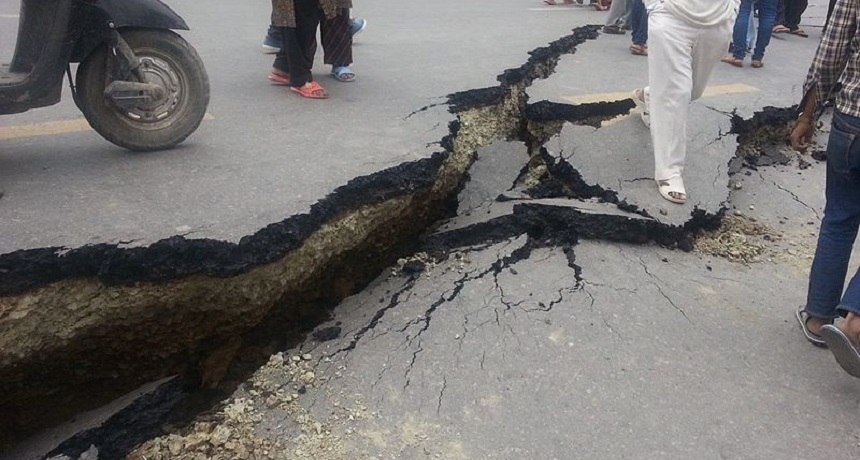 A magnitude-7.8 earthquake struck April 25 northwest of Nepal’s capital city, Kathmandu. The ground movements split this road apart. Scientists worry that ground shifts in nearby regions could produce even more powerful quakes.