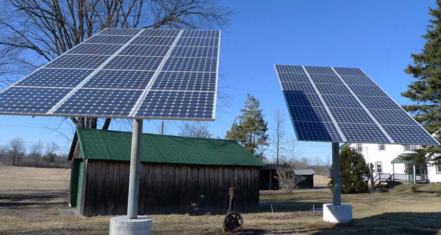 These solar panels take energy from the sun and convert it into electricity using the photovoltaic effect.