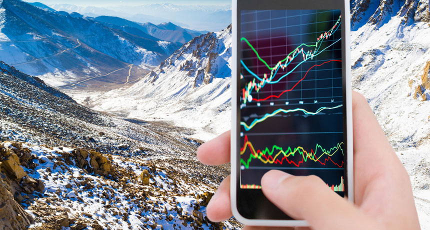 After downloading an app onto your cell phone, the device can use motion sensors inside it to detect quakes. The energy waves of those ground shakes can resemble the stock trends graphed on this smart phone. The app can then automatically send details of