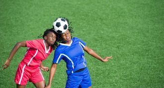 Although heading the ball can lead to concussion, new research reveals that brain injury most often occurs through player-to-player contact, including contact during headers.