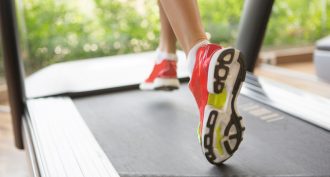 sneakers of girl running