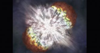 This illustration shows what the exploding star that was detected on June 14 might have looked like. It is the most powerful supernova ever seen.