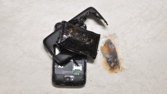 remnants of an exploded phone