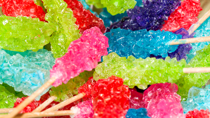 a photo of a pile of brightly colored rock candy