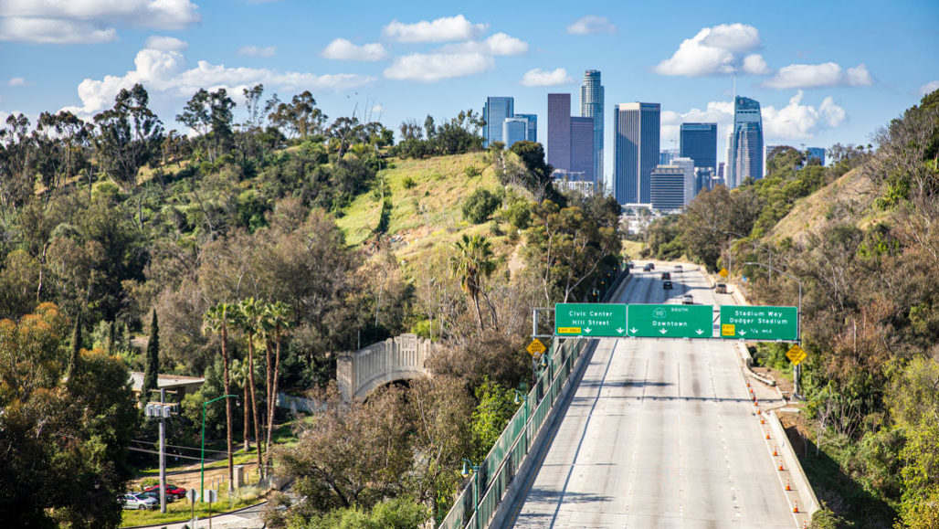 aerial photo of a freeway in Los Angeles