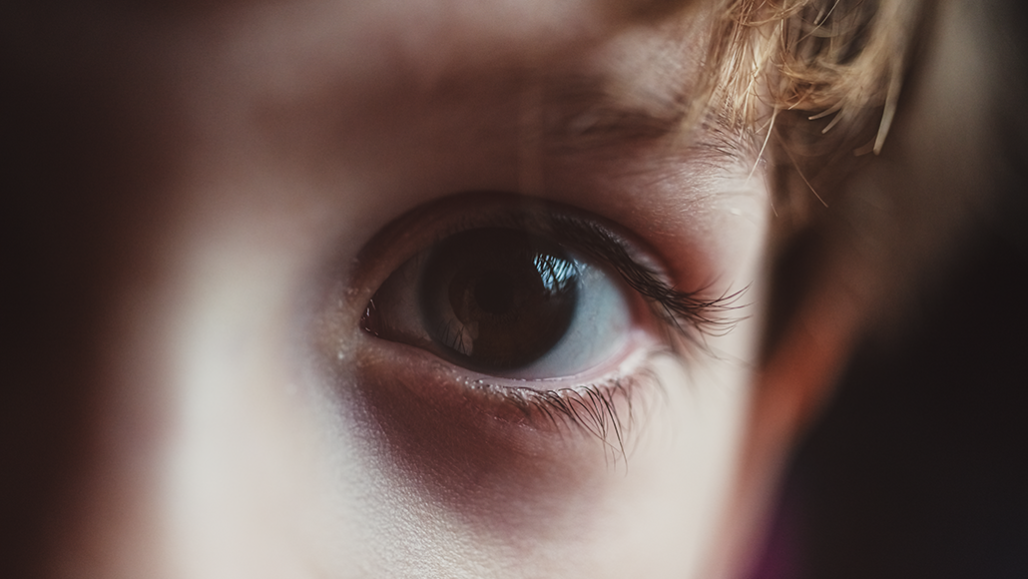 a close-up photo of a brown eye