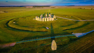 an aerial image of Stonehenge