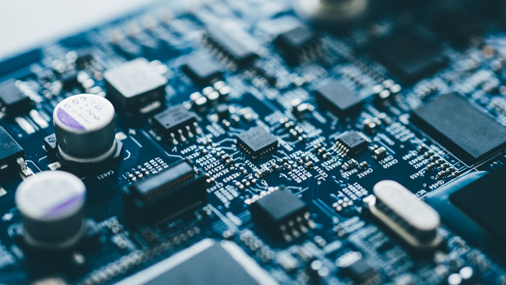 a macro photo of a circuit board
