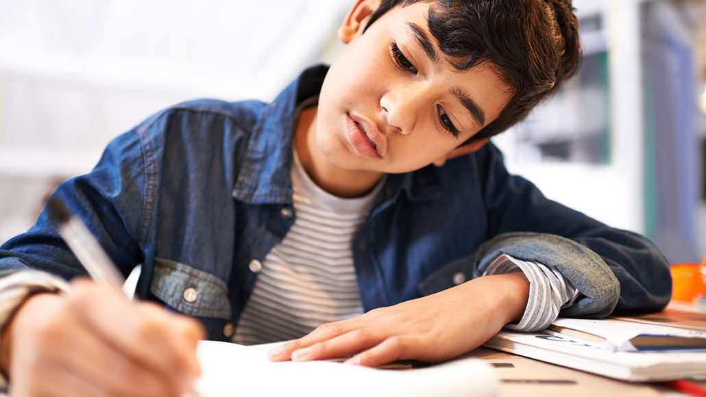 boy doing homework