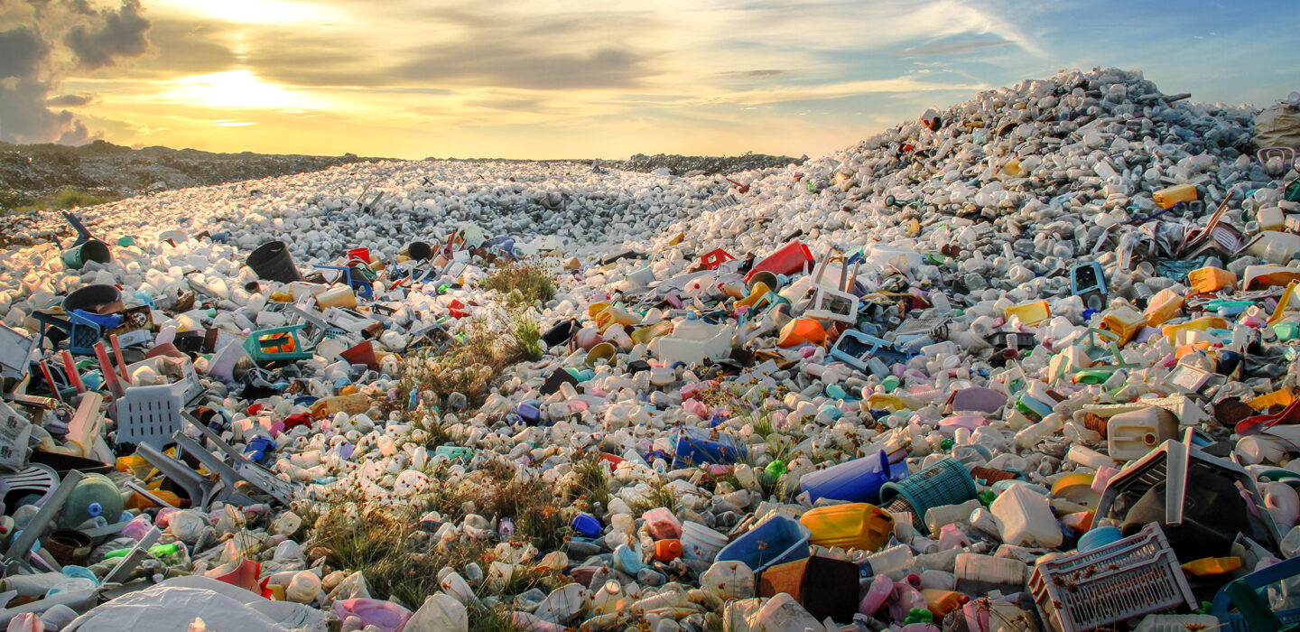 piles of plastic at a landfill
