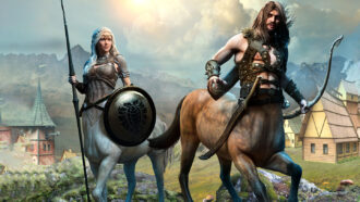 two centaurs wearing armor