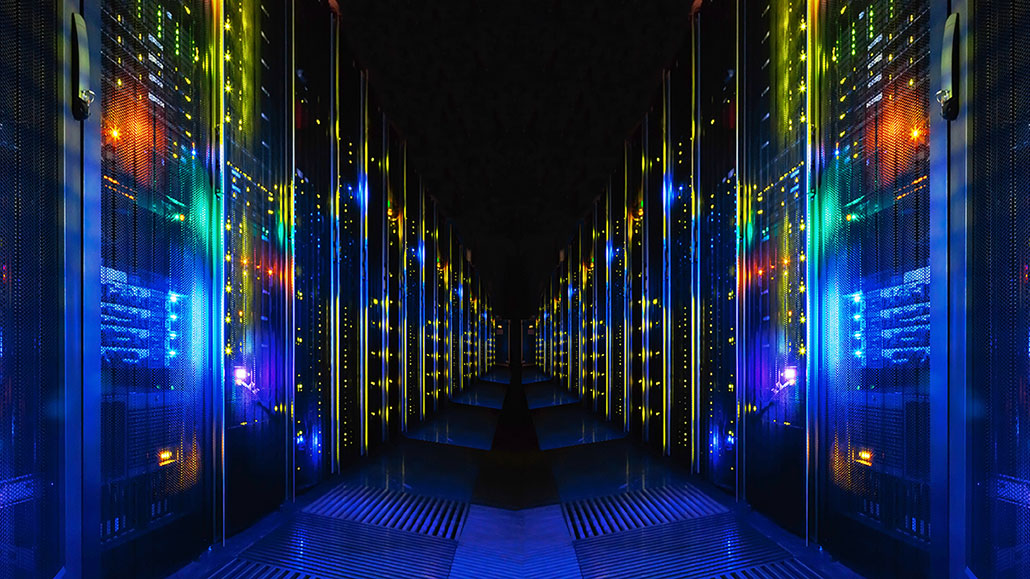 an illustration of a data center full of servers