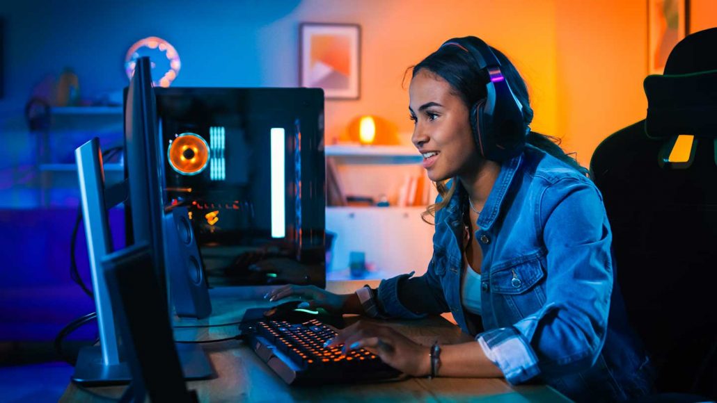 a girl playing video games