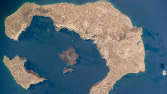 satellite image of Santorini
