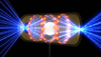 illustration of blue lasers blasting a fuel capsule