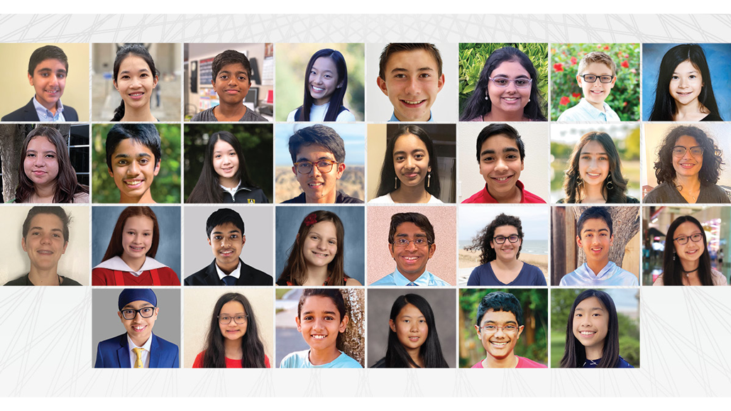a composite image of middle-school student finalists in the Broadcom MASTERS competition