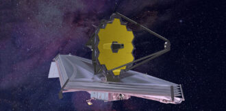 an illustration of the unfulred James Webb Space Telescope