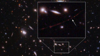 image of galaxies in the sky with an inset showing newfound possible star