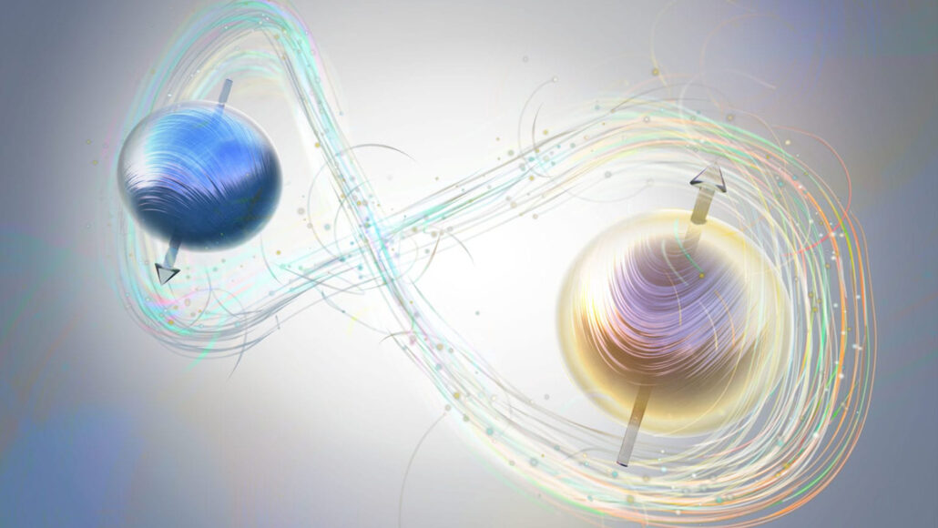 illustration of a two entangled particles