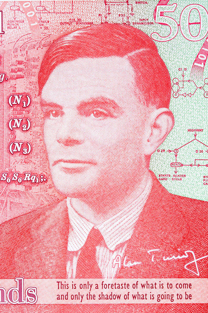 an image of Alan Turing as he appears on the 50-pound UK banknote