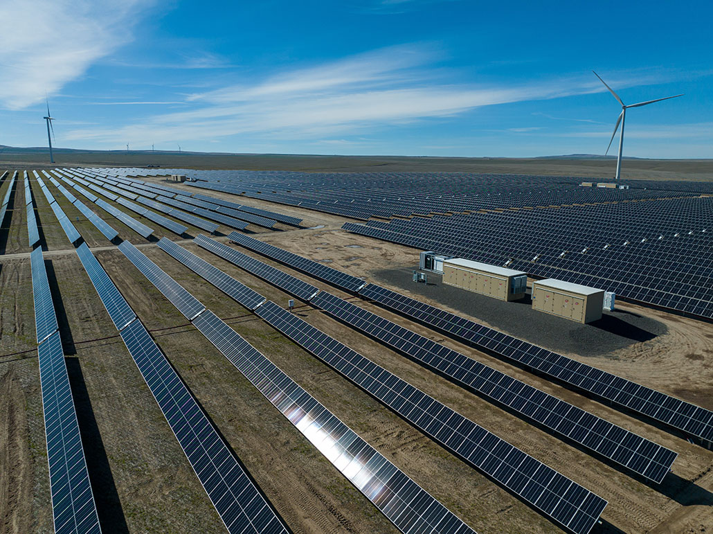 a photo of a giant renewable energy facility from the air