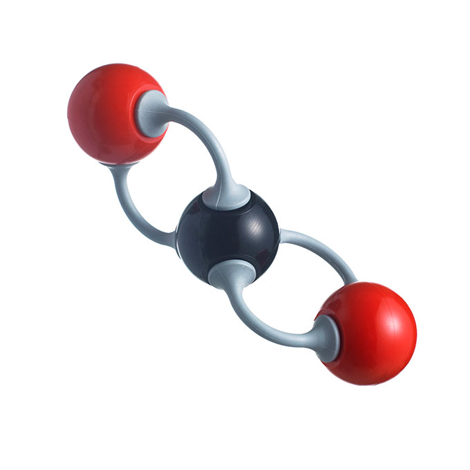 a representation of carbon dioxide's molecular structure