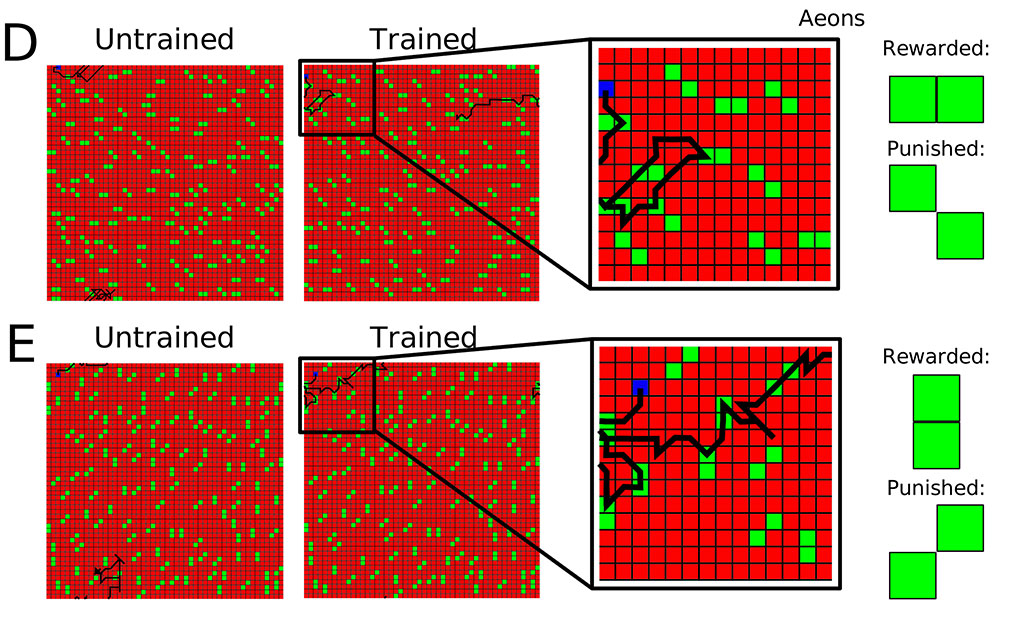 a visualization showing how the AI model network learned to seek out tasty food and avoid toxic food