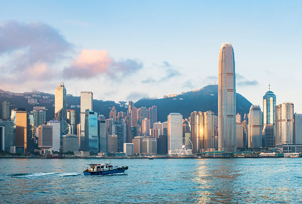 a photograph of Victoria Harbor looking towards the shoreline