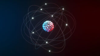 an illustration showing an atom's nucleus and the electrons in orbit around it