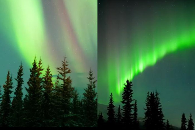normal aurora compared with enhanced aurora