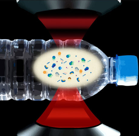 a computer illustration of the technology used to detect nanoplastics in bottled water