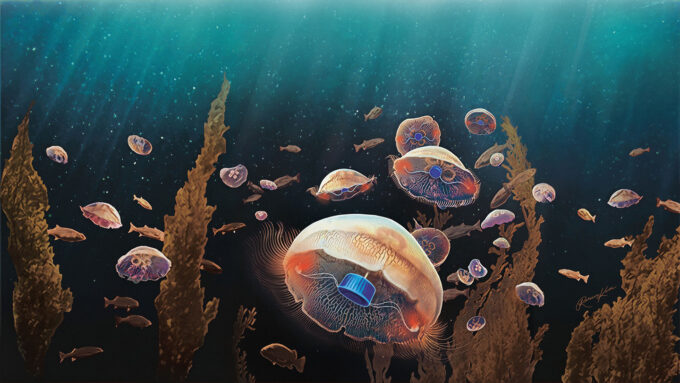 an illustration of the concept of cyborg jellyfish