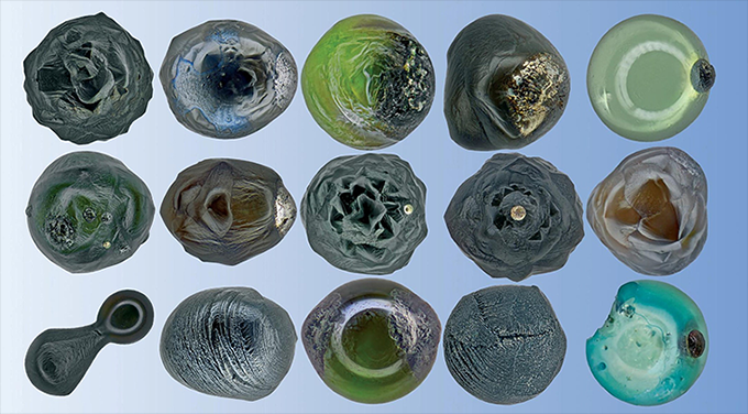 a photo of various micrometeorites