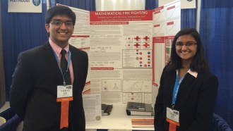 Brother and sister math pair Vishal Rajesh and Nisha Rajesh show off their work using math to predict how wildfires will spread.