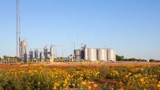 This is a fracking site, where liquid is pumped deep below ground to extract petroleum and natural gas.