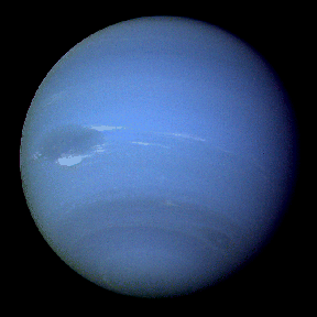 An image of a blue-tinted planet on a black background
