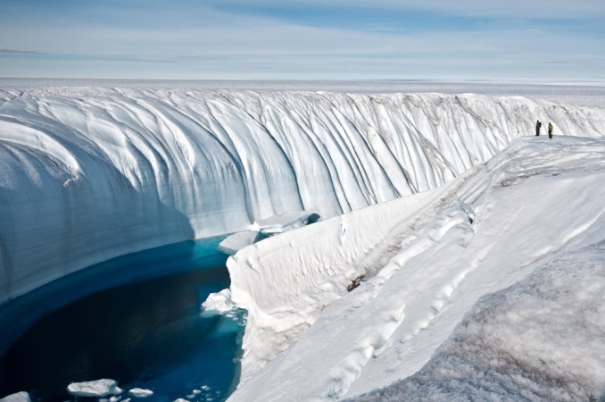 Meltwater on the Greenland ice sheet carved this canyon.Credit: Ian Joughin