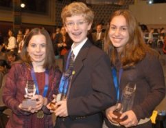 DCYSC 2003 winners Joseph Stunzi (center) and Elizabeth Monier (right).