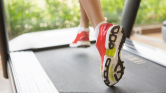 sneakers of girl running