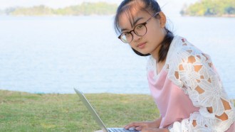 girl with laptop