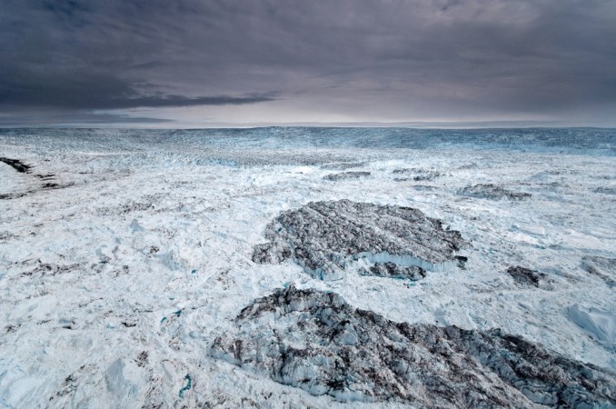These icebergs in Greenland probably broke off the floating end of a glacier. Scientists study such ice formations to learn about climate change. Credit: Ian Joughin/University of Washington