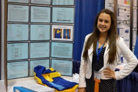 New life saver A 17-year-old from South Africa has invented a warming liner (blue cloth liner, shown on table) for life jackets. Patrick Thornton, SSP