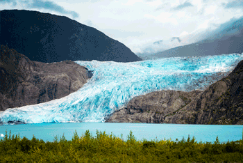 a photo of a glacier in the distance