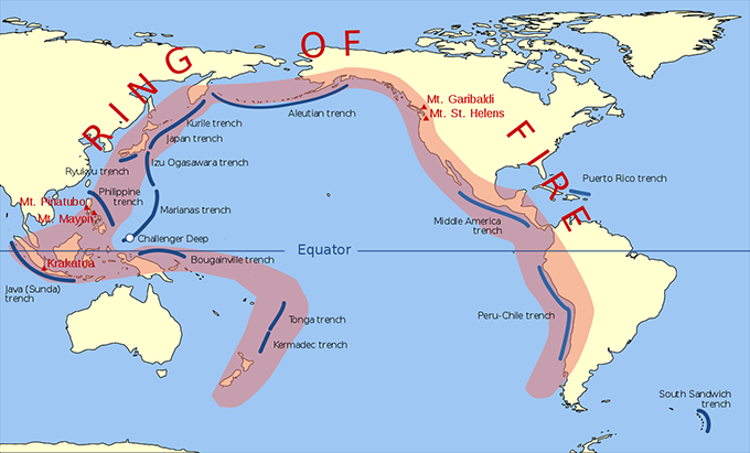 a map showing where the ring of fire is located