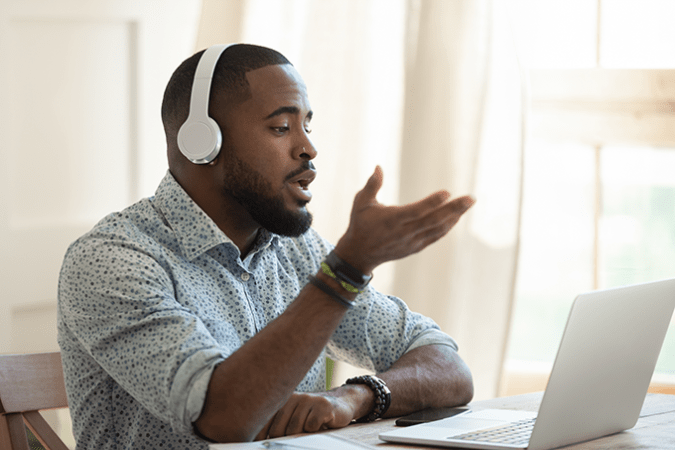 a teacher holding class online