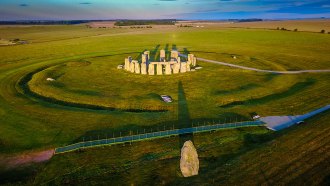 an aerial image of Stonehenge