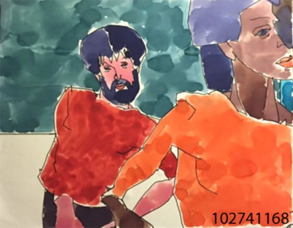 AARON-generated painting of a man and a woman