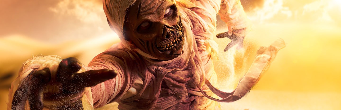 an illustration of a mummy reaching for the viewer