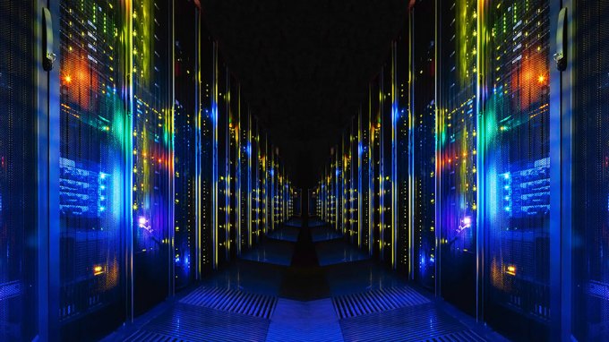 an illustration of a data center full of servers