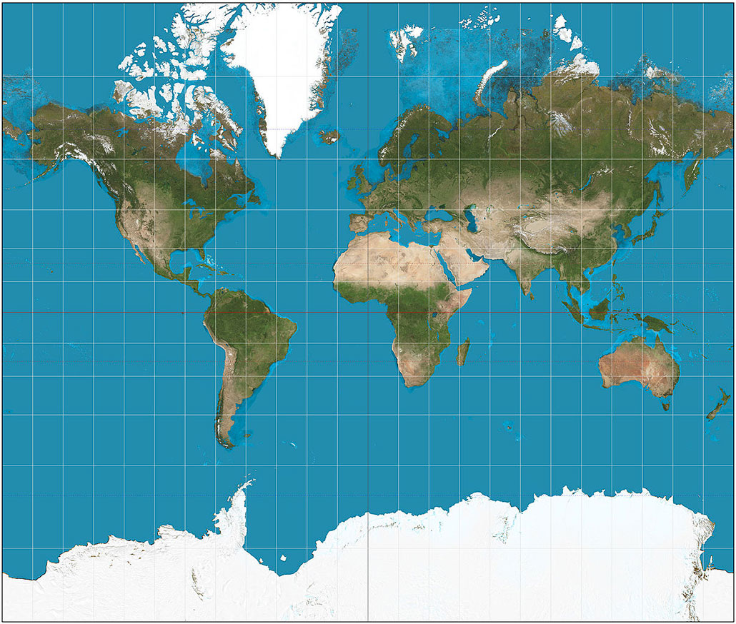 a Mercator projection map